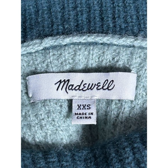 Madewell Colorblock Eastbrook Turtleneck Cross-Back Sweater in Green - Sz XXS - Picture 8 of 9